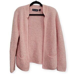 Lle Chois Vintage Pink Knitted‎ Sweater With Pockets Size Medium 100% Acrylic